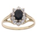 9ct Yellow Gold Sapphire And Cubic Zirconia Ring