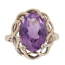 9ct Yellow Gold Amethyst Single Stone Ring