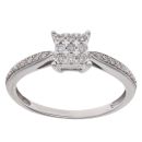 9ct White Gold 0.25ct Diamond Cluster Ring