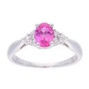 9ct White Gold Pink Sapphire and Diamond Oval Ring