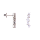 Silver Cubic Zirconia Drop Stud Earrings by Icesia