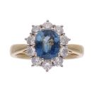 18ct Yellow Gold Sapphire And Diamond Cluster Ring