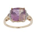 9ct Yellow Gold Ametrine and Cubic Zirconia Single Stone Ring