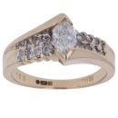 14ct Yellow Gold 0.85ct Brilliant and Marquise Cut Diamond Solitaire Ring