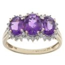 9ct Yellow Gold 0.25ct Diamond And Amethyst Ring