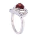 9ct White Gold Garnet and Diamond Heart Ring