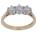 18ct Yellow Gold 1.00ct Brilliant Cut Diamond Trilogy Ring