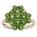 9ct Yellow Gold Diopside Cluster Ring