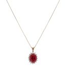 9ct Yellow Gold 0.02ct Diamond and Created Ruby Pendant and Chain 18"