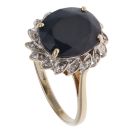 9ct Yellow Gold 0.05ct Diamond and Sapphire Cluster Ring