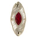 14ct Yellow Gold Cubic Zirconia Red Gemstone Ring