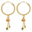 22ct Yellow Gold Twist Dropper Hoop Earrings