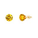 9ct Yellow Gold Citrine Cubic Zirconia Stud Earrings 5mm