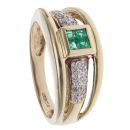 9ct Yellow Gold 0.07ct Diamond and Emerald Cluster Ring