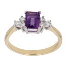 18ct Yellow Gold 0.20ct Brilliant Diamond and Amethyst Ring