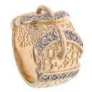 9ct Yellow Gold Cubic Zirconia Double Buckle Ring