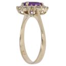 14ct Yellow Gold 0.50ct Brilliant Cut Diamond and Amethyst Cluster Ring