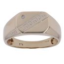 9ct Yellow and White Gold 0.01ct Diamond Greek Key Patterned Signet Ring
