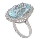 14ct White Gold 1.00ct Brilliant Cut Diamond and Aquamarine Cluster Ring