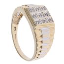 9ct Yellow and White Gold 0.05ct Diamond Cluster Signet Ring