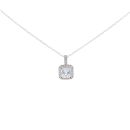 Silver Cubic Zirconia Square Cluster Pendant And 18" Chain by Icesia