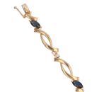 9ct Yellow Gold 0.20ct Diamond And Sapphire Bracelet 7"