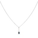 9ct White Gold 0.10ct Diamond and Sapphire Pendant and Chain 18"