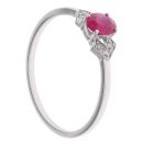 9ct White Gold 0.04ct Diamond and Ruby Ring