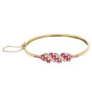 18ct Yellow Gold 0.15ct Diamond and Ruby Hinged Bangle