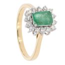 18ct Yellow Gold Diamond and Emerald Cluster Ring by Anya Belle