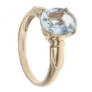 9ct Yellow Gold Patterned Aquamarine Single Stone Ring