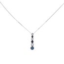 9ct White Gold 0.17cts Diamond And Sapphire Pendant And 16" Chain by Anya Belle