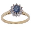 18ct Yellow Gold 0.10ct Diamond and Sapphire Cluster Ring
