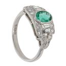 Platinum 0.70ct Emerald and 0.55ct Diamond Vintage Inspired Ring