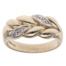 9ct Yellow Gold 0.02ct Diamond Leaf Ring