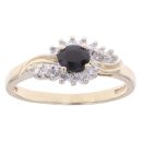 9ct Yellow Gold 0.15ct Diamond and Sapphire Twist Ring