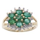 9ct Yellow Gold 0.02ct Diamond and Emerald Cluster Ring