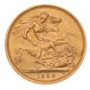 1958 Elizabeth II First Portrait UK Full Sovereign Coin