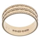 9ct Yellow Gold Patterned Wedding Band 6mm