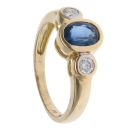 18ct Yellow Gold 0.20ct Diamond and Sapphire Three Stone Ring