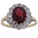 18ct Yellow Gold 0.15ct Diamond and Garnet Cluster Ring