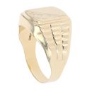 14ct Yellow Gold Half Patterned Square Signet Ring