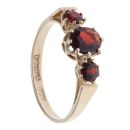 9ct Yellow Gold Garnet Three Stone Ring