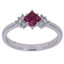18ct White Gold 0.21ct Brilliant Cut Diamond and Ruby Cluster Ring