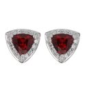 18ct White Gold 0.25ct Brilliant Cut Diamond and Garnet Cluster Earrings