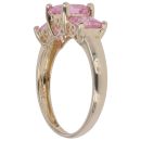14ct Yellow Gold Pink Cubic Zirconia Three Stone Ring