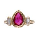 Children's 14ct Yellow Gold Cubic Zirconia And Red Gemstone Ring