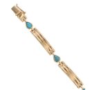 14ct Yellow Gold Turquoise Fancy Bracelet 7.5"