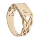 9ct Yellow Gold 0.01ct Diamond Celtic Signet Ring