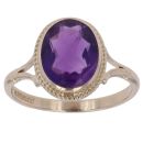 9ct Yellow Gold Amethyst Single Stone Ring